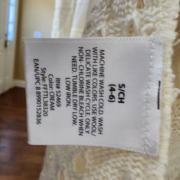 Time and Tru Women's Open Front Sweater Cardigan Acrylic Cream Juniors - Picture 3 of 5